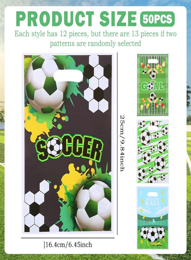 CYUXING 50Pcs Soccer Goodie Bags, Plastic Snack Bags with Handles, Soccer Gift & Party Favors for Teens, Game Celebration, Snacks, Candy and Birthday Party Supplies - Image 2